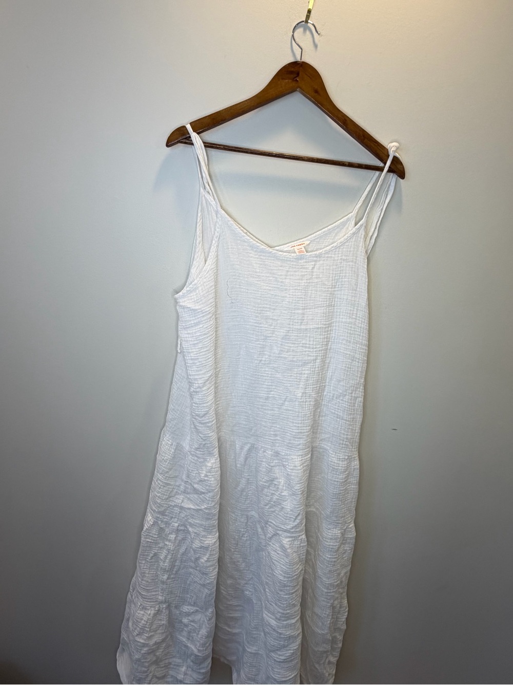 Joe Fresh White Textured Spaghetti Strap Midi Dress